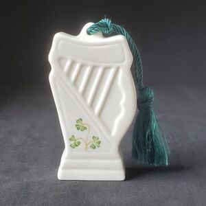 Belleek Donegal Harp Ornament Shamrock Irish Christmas St Patrick's Day